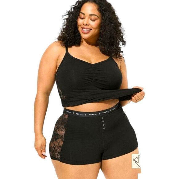 TORRID Foxy Lace Sleeveless Sleep Tank & Matching Lace Boyfriend Shorts Set 3X - Picture 1 of 14
